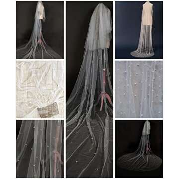 Passat Pearl Wedding Veil Ivory Cathedral Pearl Veils Chapel Bridal Veil Pearl White Veils For Brides Ivory