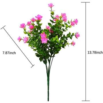 YXYQR Artificial Fake Flowers Grass Plants Outdoor Summer Decoration, UV Resistant, 14 Bundles Realistic Outside Faux Greenery Plastic Plants Arrangement for Pot Porch Window Box Patio (Pink)
