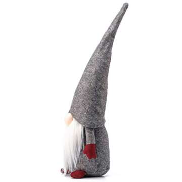 Funoasis Holiday Gnome Handmade Swedish Tomte, Christmas Elf Decoration Ornaments Thanks Giving Day Gifts Swedish Gnomes tomte 16 Inches/Grey