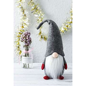 Funoasis Holiday Gnome Handmade Swedish Tomte, Christmas Elf Decoration Ornaments Thanks Giving Day Gifts Swedish Gnomes tomte 16 Inches/Grey