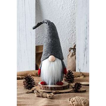 Funoasis Holiday Gnome Handmade Swedish Tomte, Christmas Elf Decoration Ornaments Thanks Giving Day Gifts Swedish Gnomes tomte 16 Inches/Grey