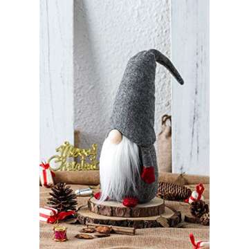 Funoasis Holiday Gnome Handmade Swedish Tomte, Christmas Elf Decoration Ornaments Thanks Giving Day Gifts Swedish Gnomes tomte 16 Inches/Grey
