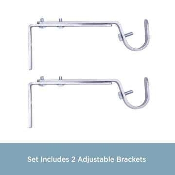 Kenney Adjustable Bracket, for 3/4" Curtain Rod, Satin Nickel, 2 Pack