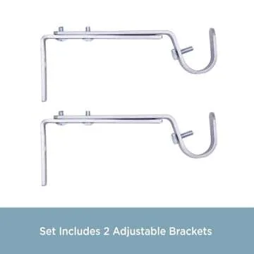 Kenney Adjustable Bracket, for 3/4" Curtain Rod, Satin Nickel, 2 Pack