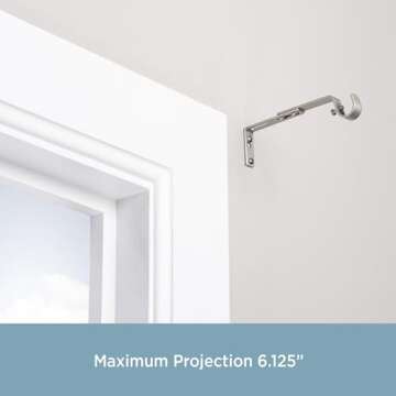 Kenney Adjustable Bracket, for 3/4" Curtain Rod, Satin Nickel, 2 Pack