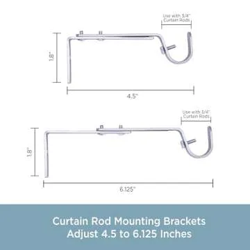 Kenney Adjustable Bracket, for 3/4" Curtain Rod, Satin Nickel, 2 Pack