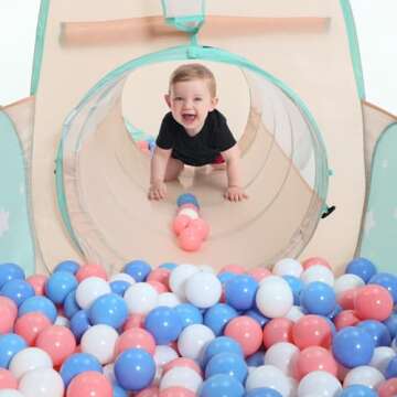SISTICKER 3 in 1 Kids Play Tent with Baby Ball Pit and Play Tunnel, Toddler Climbing Toys for Boys, ...
