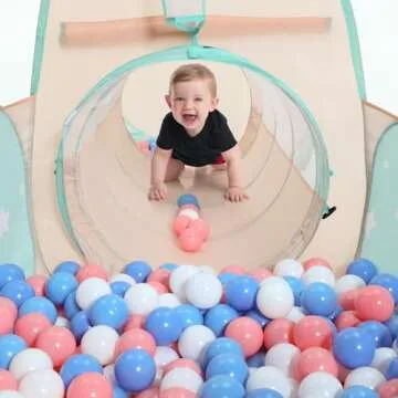 SISTICKER 3 in 1 Kids Play Tent with Baby Ball Pit and Play Tunnel, Toddler Climbing Toys for Boys, ...
