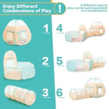 SISTICKER 3 in 1 Kids Play Tent with Ball Pit and Tunnel