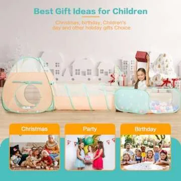 SISTICKER 3 in 1 Kids Play Tent with Ball Pit and Tunnel