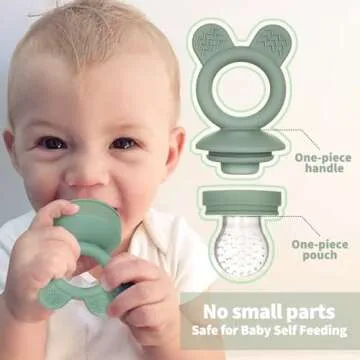 Bessentials Baby Fresh Fruit Food Feeder - 2 Pack Silicone Feeders with 3 Food Sacs for Safe Baby Fe...