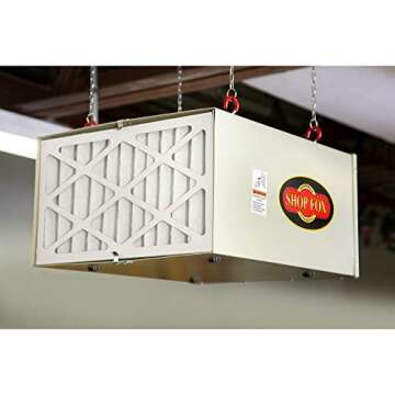 Shop Fox W1830 3-Speed Hanging Air Filter, White