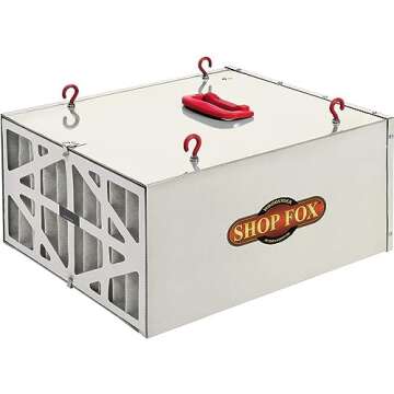 Shop Fox W1830 3-Speed Hanging Air Filter, White