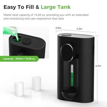 Oylik Automatic Mouthwash Dispenser 18.26 oz Touchless Mouthwash Dispenser for Bathroom 2 Magnetic Cup USB Rechargeable and 3 Dispensing Levels with Led Screen Wall-Mounted or Countertop Use-Black