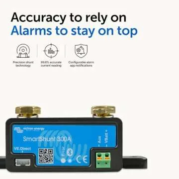 Victron Energy SmartShunt Battery Monitor (Bluetooth) - Victron Smart Shunt - 6.5V-70V, 300 amp