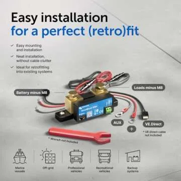 Victron Energy SmartShunt Battery Monitor (Bluetooth) - Victron Smart Shunt - 6.5V-70V, 300 amp