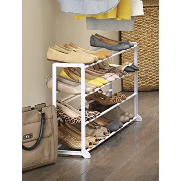 Whitmor 4 Tier 20 Pair Shoe Rack Organizes Space