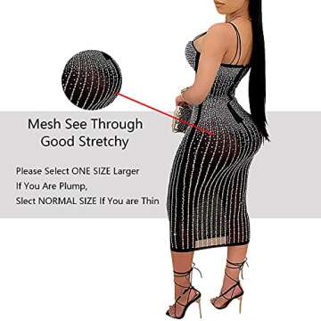 PORRCEY Women Sexy Hot Drilling Process Dress for Parties