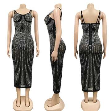 Stylish PORRCEY Hot Drilling Dress for Parties and Clubs