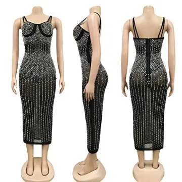 Stylish PORRCEY Hot Drilling Dress for Parties and Clubs