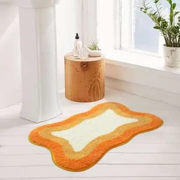 HAOCOO Orange Bathroom Rugs Non Slip Washable, Soft Plush Irregular Shape Non Slip Bath Mat,Microfib...