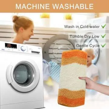 HAOCOO Orange Bathroom Rugs Non Slip Washable, Soft Plush Irregular Shape Non Slip Bath Mat,Microfiber Machine Washable Floor Mat Carpet for Bath Sink Tub Shower