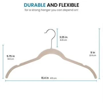 ZOBER Premium Velvet Non Slip Ultra Slim Clothes Hangers for Tops, Dress Shirts, Blouses, Strappy Dresses, Delicates (50 Pack) 50% Closet Space, 360° Swivel Hook