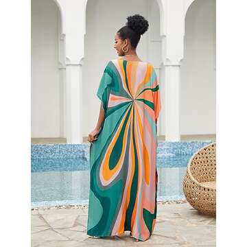 caftans for women Floral Print Kaftan Dresses Ethnic Boho Print swim cover up Batwing Sleeve mrs roper dress Vneck Plus Size beach Cover Up Batwing Sleeve mumu dresses 70s outfits 1126-4