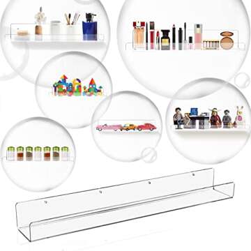 JUOIFIP Acrylic Shelves 2 Pack - Modern Wall Mounted Display