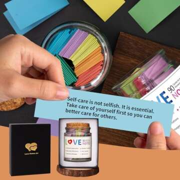 Qunrwe 90 PCS Love Notes Jar,Valentines Day Gifts for Him Her,Romantic Anniversary Birthday Engagement Wedding Long Distance Couple Gifts for Women Men Husband Wife Boyfriend Girlfriend Lover