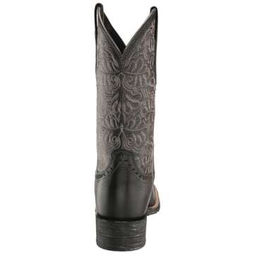 ARIAT BMVY9 Womens Round Up Remuda Western Boot Black Deertan 8.5