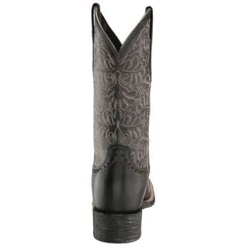 ARIAT BMVY9 Womens Round Up Remuda Western Boot Black Deertan 8.5