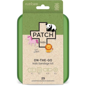 Patch Kids On-The-Go Natural Bamboo Adhesive Bandage Kit for Sensitive Skin, Eco-Friendly Hypoallerg...