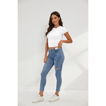 KAMISSY Women’s Stylish Workout Crop Tee for Comfort