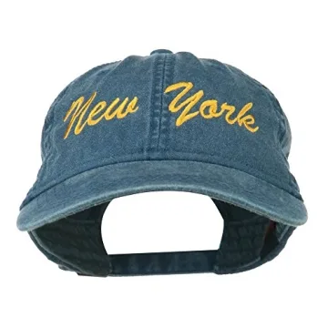 New York State Embroidered Washed Cap - Adjustable Cotton Navy Hat for Everyone