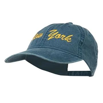 Embroidered New York State Washed Cap - Stylish Cotton Navy Hat