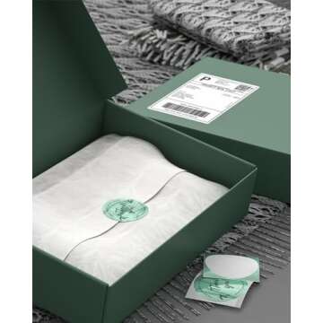 MUNBYN 2 Inch Green Transparent Thermal Labels - 500 Count