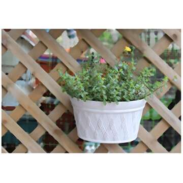 Mr Garden Plastic Hanging Planters - Vertical Wall Planters with 6 Hooks - Semicircular Rail Planters for Fence and Patio, Light Grey, 3 Pack