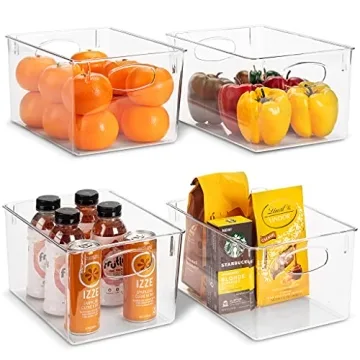 Sorbus Clear Storage Bins for Home Organization Pack of Four