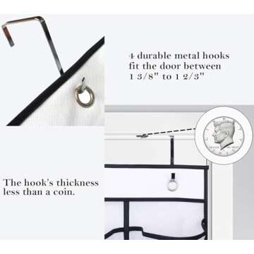 MISSLO Over the Door Shoe Organizer with 6 Extra Large Mesh Storage Pockets Hanging Shoe Holder Hanger, White
