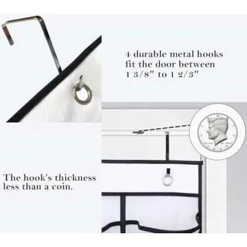 MISSLO Over the Door Shoe Organizer with 6 Extra Large Mesh Storage Pockets Hanging Shoe Holder Hanger, White