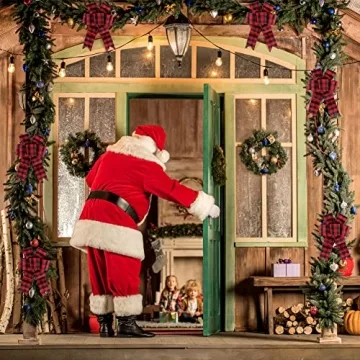 19.6 Yard 2.5 inch Wide Buffalo Plaid Ribbons Wired Edges, 2 Rolls Red and Black Checkered Ribbon for Christmas Tree Gift Decorations