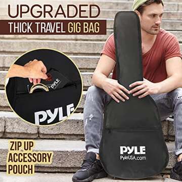 Pyle Acoustic Electric Cutaway Guitar 4/4 Scale 41” Steel String Spruce Wood w/Gig Bag, 4-Band EQ, Clip On and Onboard Tuner, Picks, Shoulder Strap for Beginners and Students Natural Matte