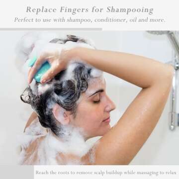 FREATECH Scalp Massager Hair Growth, Scalp Scrubber with Soft Silicone Bristles for Dandruff and Hair Care, Shampoo Brush Hair Massager Scalp Exfoliator for Wet & Dry, Long Curly Thick Hair, Green