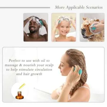 FREATECH Scalp Massager Hair Growth, Scalp Scrubber with Soft Silicone Bristles for Dandruff and Hair Care, Shampoo Brush Hair Massager Scalp Exfoliator for Wet & Dry, Long Curly Thick Hair, Green