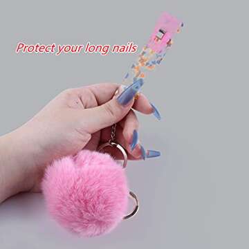 YANGMEI Credit Card Puller, Cute Acrylic Debit Bank Card Grabber for Long Nails ATM Keychain Card Clip For Long Nails Keychain (pink5) 3*4cm