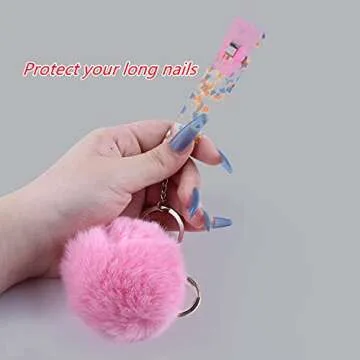 YANGMEI Credit Card Puller, Cute Acrylic Debit Bank Card Grabber for Long Nails ATM Keychain Card Clip For Long Nails Keychain (pink5) 3*4cm