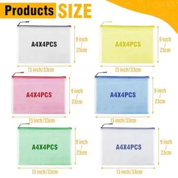 24pcs Mesh Zipper Pouch Bags, Zipper Bags for Organizing, A4 Zipper Bags for Classroom Organization ...