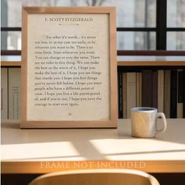 F. Scott Fitzgerald Quotes Wall Art-For What It's Worth-Vintage Wall Art Decor - 11x14 Unframed Poster - Library Decor - Book Pages - Gatsby Vintage Posters - Classic Book Quotes Inspirational Decor