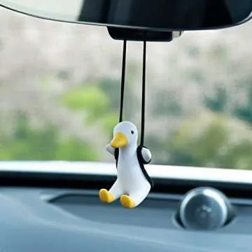 Trvl Fielder Super Cute Animal Car Hanging Accessories - Swinging Duck Car Hanging Ornament for Rear View Mirror - Delightful Car Accessories and Decorate (Classic)